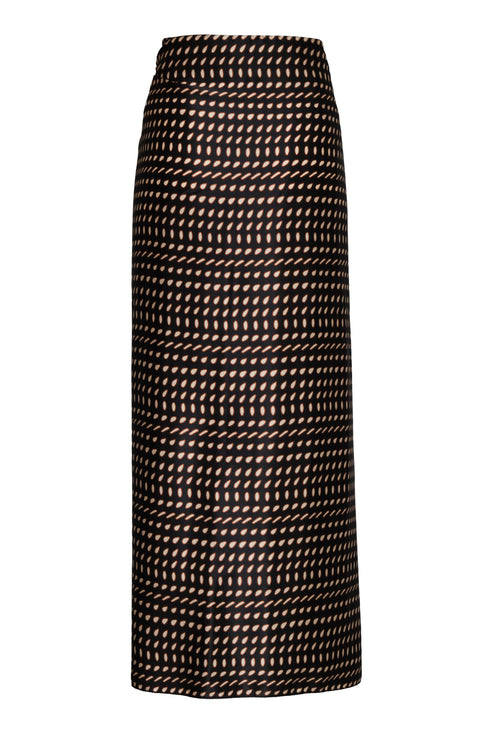 Mapara Satin Silk Skirt / Black & Ivory Seeds